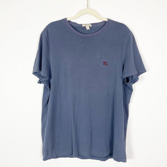 Burberry‎ Brit Mens XL Blue Cotton Crewneck T-Shirt Logo Basic Quiet Luxury - Picture 1 of 9